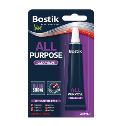 Bostik all purpose clear glue 20ml tube - pack of 6 blister cards-88