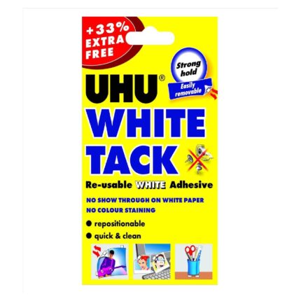 UHU white tack adhesive putty handy pack size (33% extra free version 43496) - 12 hang packs-0