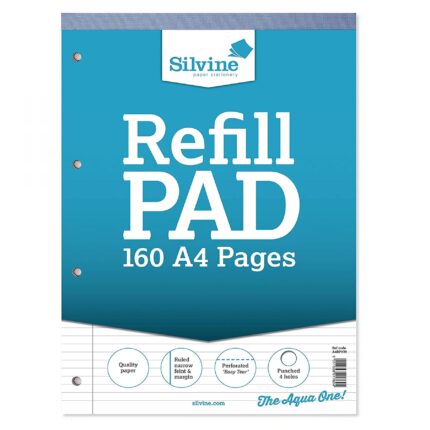 Silvine A4 refill pads feint narrow lined with margin - pack of 6-0