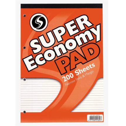 Silvine A4 super economy refill pads 400 pages narrow feint with margin - pack of 3-0