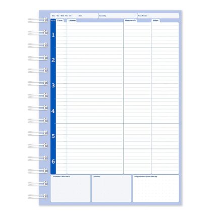 Silvine A4 academic teacher's planner 6 period day BLUE cover-1173