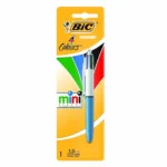 BIC 4-colours mini ballpoint pen medium 1.0mm tip blue barrel - single blister card