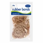 County rubber bands 50g assorted sizes natural colour - 6 retail hang packs