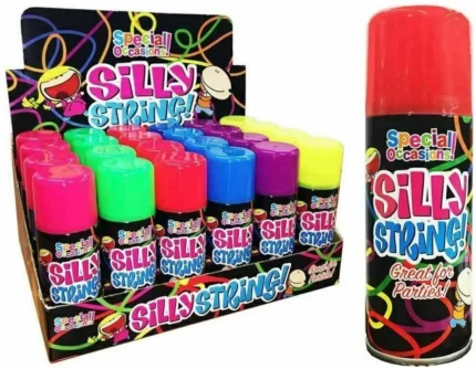 Party silly string spray 200ml assorted colours - pack of 6 aerosol cans