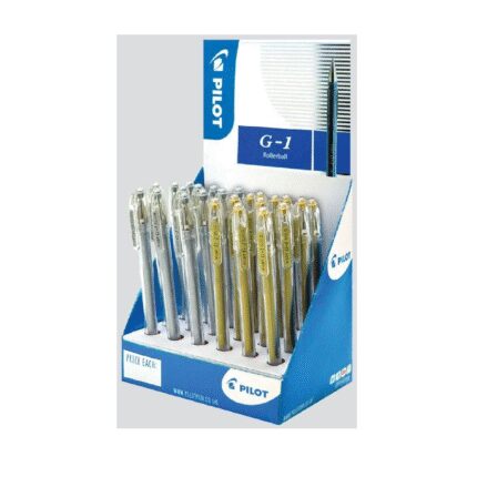Pilot G1 gold and silver metallic gel ink pens - CDU of 24 pens-0