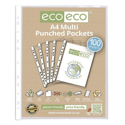 EcoEco A4 punched pockets - packet of 100 sleeves-0