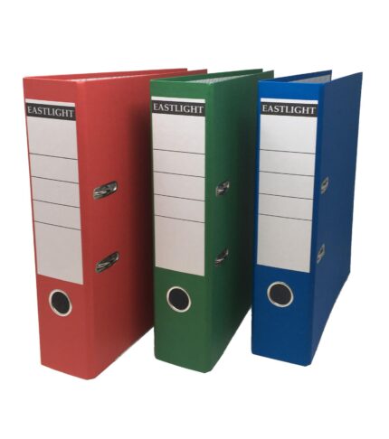 Eastlight A4 lever arch files paperboard 3 assorted colours - box of 10 files-0