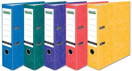 Eastlight A4 lever arch files laminated 5 assorted colours - box of 10 files-0