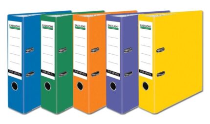 Eastlight A4 lever arch files paperboard 5 assorted colours - box of 10 files-0