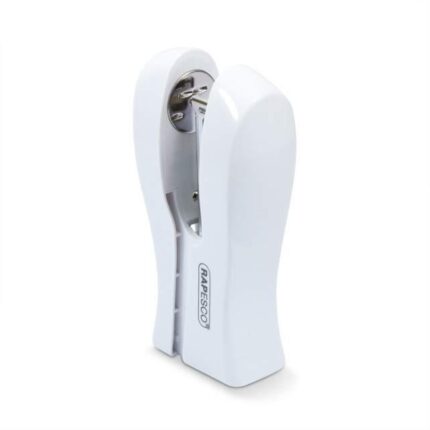 Rapesco stapler standup space saving WHITE - retail hang pack-0