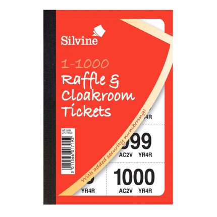 Silvine raffle and cloakroom tickets 1-1000 - pack of 6 books-0