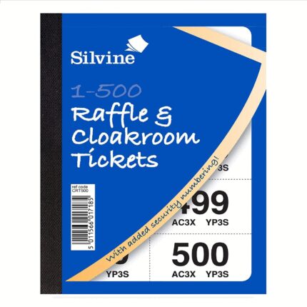 Silvine raffle and cloakroom tickets 1-500 - pack of 12 books-0