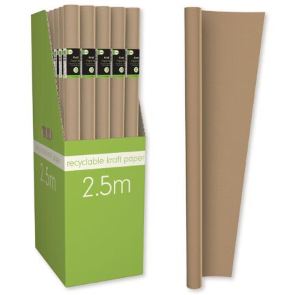 Parcel wrapping rolls brown plain kraft paper 2.5m x 69cm - box of 36 rolls-0