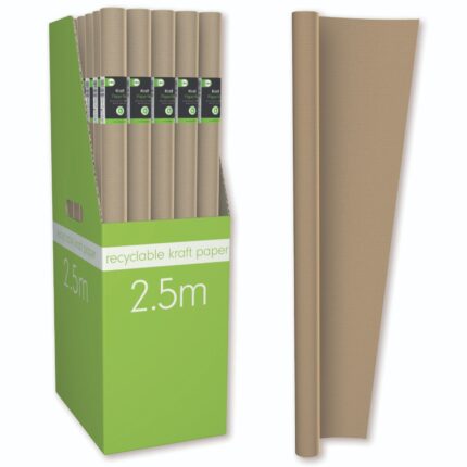Parcel wrapping rolls brown plain kraft paper 2.5m x 69cm - box of 36 rolls-1961