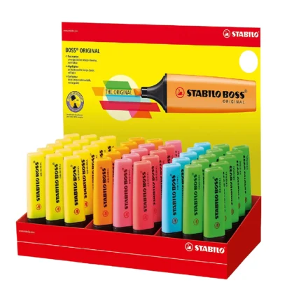STABILO BOSS original highlighter display in assorted bright colours - CDU of 45 markers