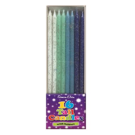 16 tall cake candles in blue shades - box of 6 blister cards-0