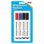 Tiger large round tip whiteboard markers assorted colours 4 pack - 6 blister cards