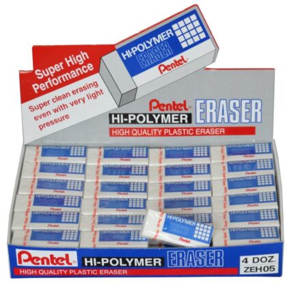 Pentel hi-polymer small size block erasers - CDU of 48 rubbers-0