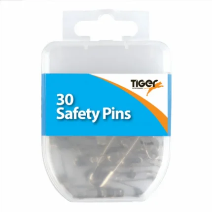Tiger essential 30 steel safety pins - pack of 10 hang packs