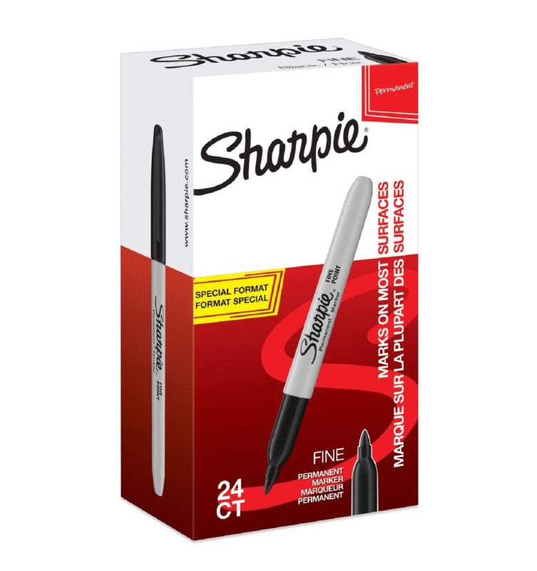 Sharpie fine point permanent marker black ink colour - box of 24 markers-0