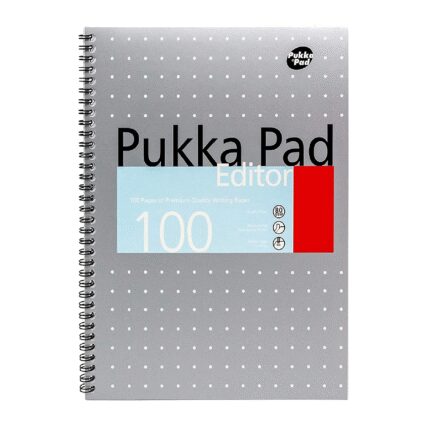 Pukka pad metallic editor pad notebook A4 100 lined ruled pages - pack of 3 pads-0