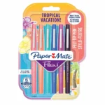 PaperMate flair medium point 0.7mm tropical vacation colours ink felt tip pens 6 pack - single blister card