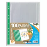 Tiger A4 pack of 10 punched pockets extra capacity 80 microns - single pack
