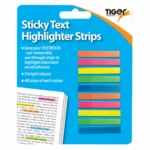 Tiger text neon sticky highlighter strips - pack of 6 blister cards