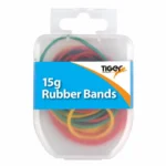 Tiger essential 15g rubber bands in assorted colours - pack of 10 hang packs