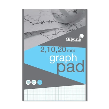 Silvine A4 graph pad 2-10-20mm 50 sheets 90gsm paper - pack of 3 pads