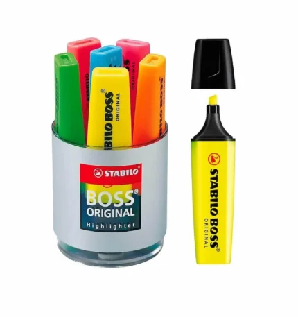 STABILO BOSS original highlighters in 6 assorted colours - single tub