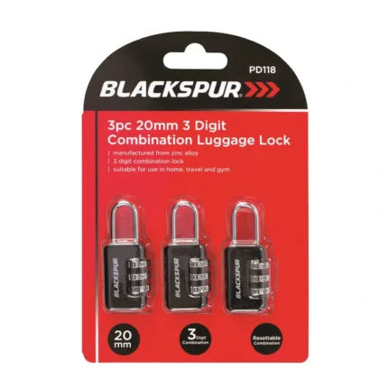 Blackspur 3pc 20mm 3 digit combination luggage lock - single blister card