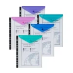Snopake A4 polyfile ringbinder press stud wallets clear with electra assorted colour flap - pack of 5 files