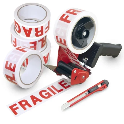Rapesco tape germ-savvy antibacterial 960 packing tape dispenser with 5 fragile packing tapes and knife - single set