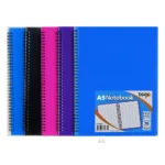 Tiger A5 twinwire plastic cover notebook feint ruled in assorted colour - pack of 5 books