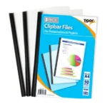 Tiger A4 clear clipbar 3 presentation slide binder files in black colour clipbars - single pack