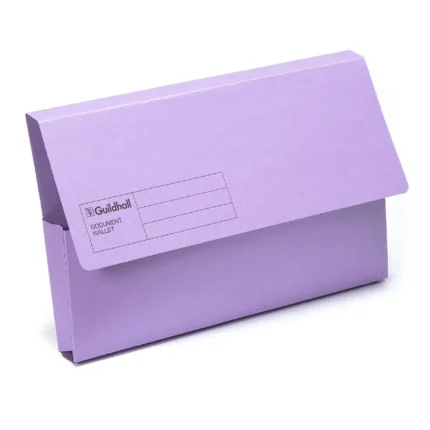 Exacompta Guildhall document wallets 285gsm foolscap violet - box of 50 files