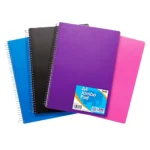 Tiger A4 jumbo wirebound plastic cover notebook feint ruled in assorted colours - pack of 6 books