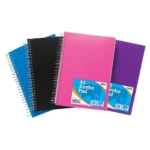 Tiger A5 jumbo wirebound plastic cover notebook feint ruled in assorted colours - pack of 6 books